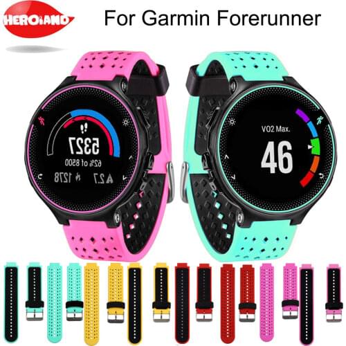 Two colors 2in1 Watchband Soft Silicone Replacement Wrist Watch Band bracelet strap For Garmin Forerunner 220/230/235/620/630