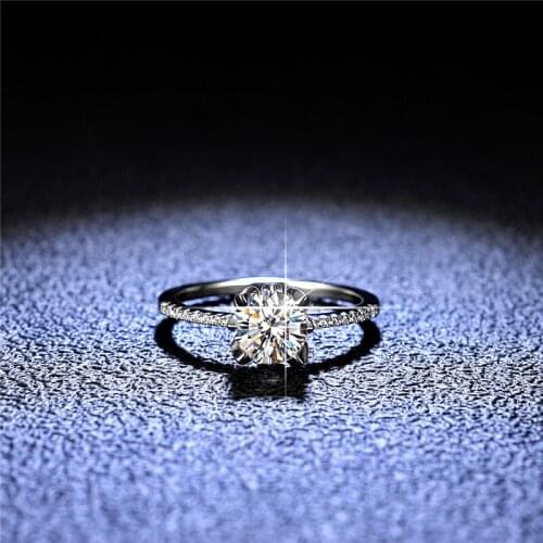 Silver Diamond Test Passed Excellent Cut 1 Carat D Color Top Quality Moissanite Ring Silver 925 Jewelry Women Birthday Gift