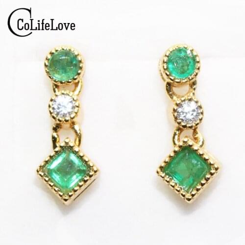 Elegant Colombian emerald earrings SI grade natural emerald dangle solid 925 silver emerald drop earrings tendy emerald jewelry