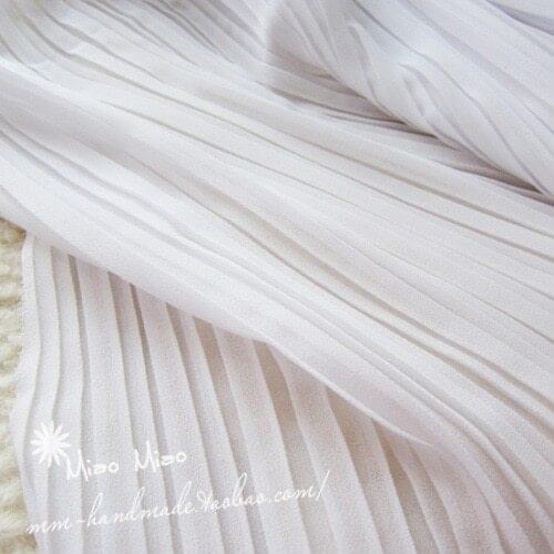 3Metres White Summer Autumn Pleated Chiffon Fabric Crumpled Silk Fabric For Organ Dress Skirt Crushed (Pleated 0.5m)