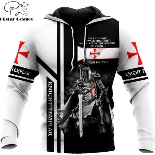 Brave Knight Templar 3D Printed Men Hoodie Autumn and winter Unisex Deluxe Sweatshirt Zip Pullover Casual Streetwear KJ406