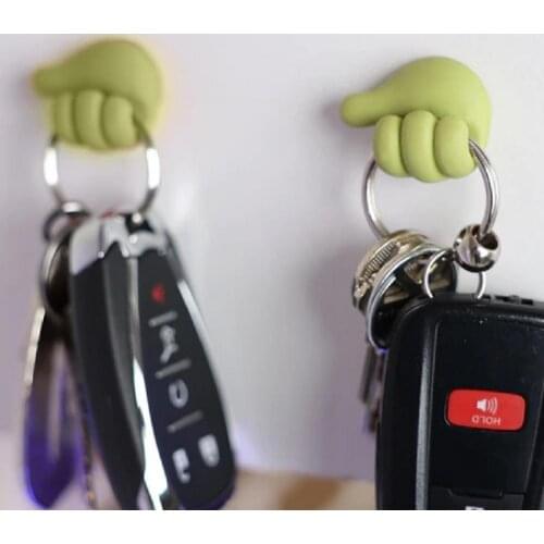 Convenient Mini Storage Hook Space-saving Thumb Shape Plastic Wall Hangers Key Storage Clip For Home Dorm Kitchen Bathroom Decor