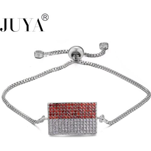 High quality copper metal inlaid AAA ZIRCONIA Indonesia Flag Bracelets For Women Men Jewelry Adjustable Chain Indian Jewelry