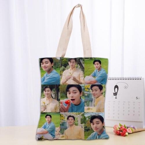Custom Park Seo Jun Tote Bag Women Canvas Fabric Bags Eco Reusable Shopping Bags Traveling Beach Casual Useful Shoulder Bag 1208