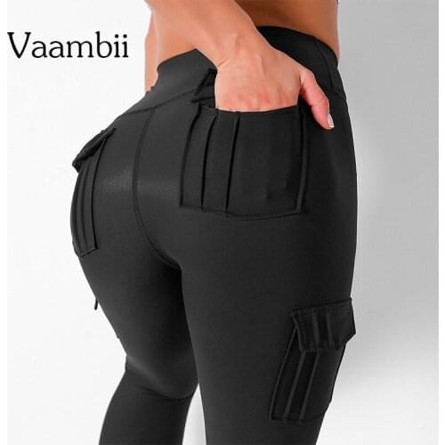 Womens Cargo Pants With Pockets Women High-waisted Leggings Black Sport Woman Tights Woman Leggings Sports Yoga Pants Sportwear