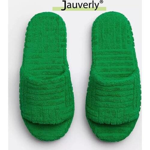 2021 Luxury Brand Autumn Flat Furry Slippers Women New Thick Sole Open Toe solid Color Mules Outdoor Comfort Leisure Beach Shoes