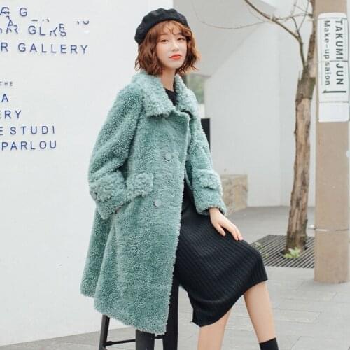 Real 2020 Fur Coat Winter Jacket Women Sheep Shearling 100% Wool Coat Female Korean Long Jackets Manteau Femme YS968923 s