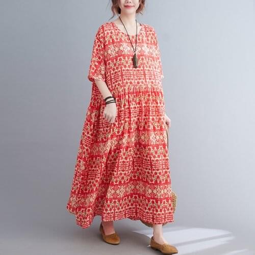 Print Floral Prairie Chic Dress 2021 New Fashion Summer Dress Thin Soft Cotton Vintage Travel Casual Women Long Maxi Dress