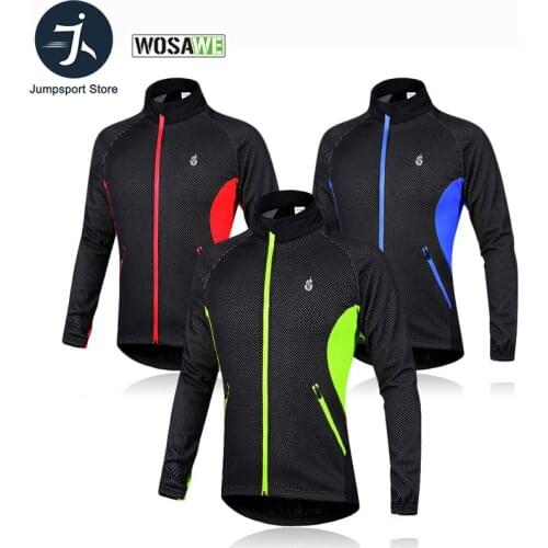 WOSAWE Winter Cycling Jacket Fleece Thermal Warm Up Outdoor Sports Windbreaker Jacket Coat Waterproof Pocket MTB Bicycle Clothes