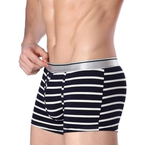 10 pcs wholesale-Mens cotton stripes printed breathable boxer underwear