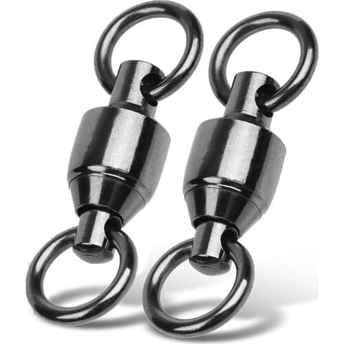 10pcs Nickle Hooks Stainless Steel With Double Rings Swivels Fishing Accessories Ball Bearing Swivel Ring Solid Ring