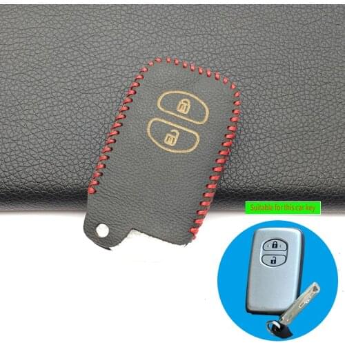 2 Buttons Remote 100% Leather Key Fob Case Cover Holder for Toyota RAV4 Land Cruiser Camry Highlander Prado Prius Protect Shell