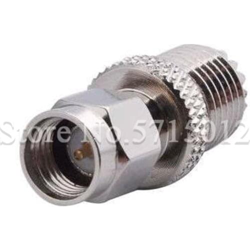 2pcs UHF Famale Head Turn to SMA Male Head Interface Connector Nickel Mini Plated Brass External Thread RF Cable Adaptor