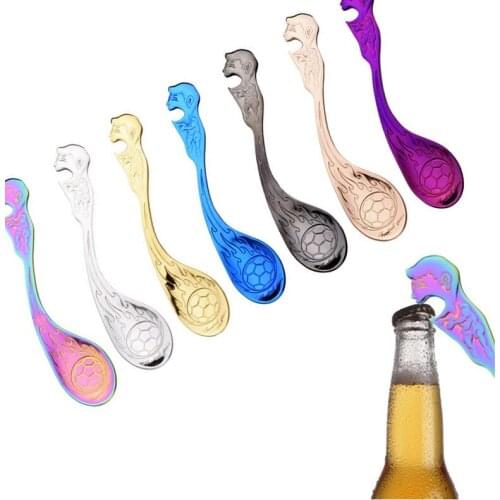 304 Stainless Steel Coffee Spoon Football Tableware Embossed Mixing Spoons Creative Bottle Can Opener for Bar Home Kitchen Gifts