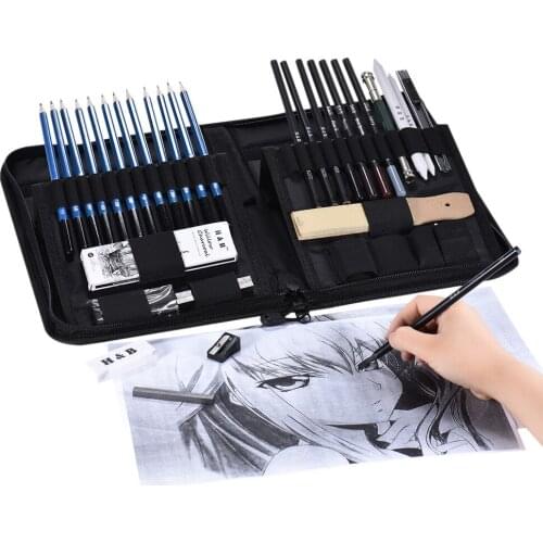40pcs/ Set Professional Sketching Drawing Pencils Kit with Pop-Up Stand Carry Bag for Art Supplies Students Hot Drawing Toys
