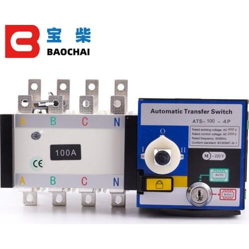 4P 100A 400V Universal Automatic Transfer Switch ATS Dual Power Transfer Switch AC Diesel Generator Part Single Three Phase