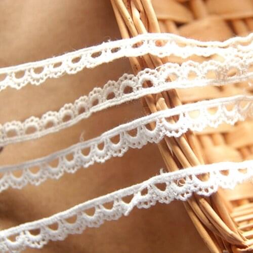 5 Yds White Cotton Embroidery Lace Novelty Scalloped Trims Water-Soluble Lace Diy Sewing Garment Accessories 1.0cm