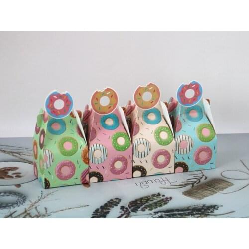 50 Pcs/Lot) Adorable Cake gift box candy of Donut Cookie box bag For Wedding decorations and birthday Party gift Packing bag