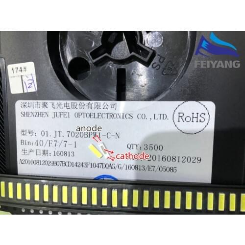 500PCS XIASONGXIN LIGHT FOR JUFEI LED Backlight 7020 3V 54LM Cool white LCD Backlight for TV TV Application 01.JT.7020BPW1-C-N
