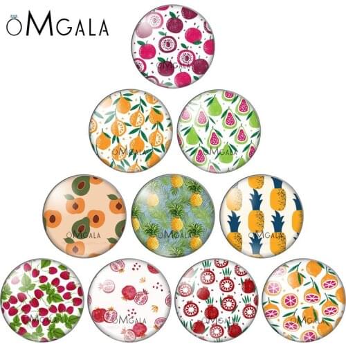 Fruit Pineapple Orange Pattern 10pcs10mm/12mm/14mm/16mm/18mm/20mm Round photo glass cabochon demo flat back Making findings