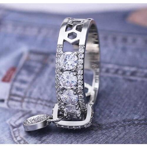CAOSHI Fashion Round Tassel with Exquisite Cubic Zirconia Ring for Women Girl Korean Style Jewelry Christmas Gift Wholesale Bulk