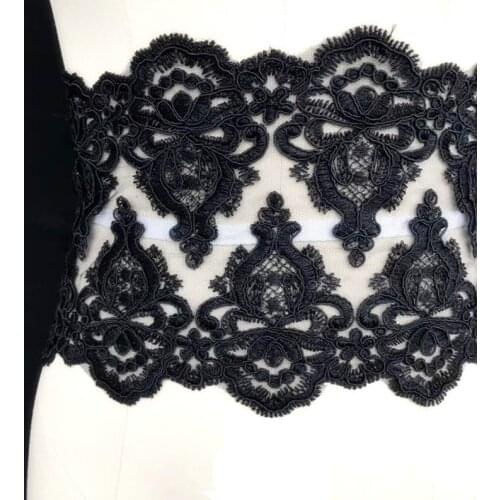 Black Alencon Lace Trim, Black Corded Lace, Wedding Veil Lace Trim, Black Bridal Lace Trim Sell By Meter