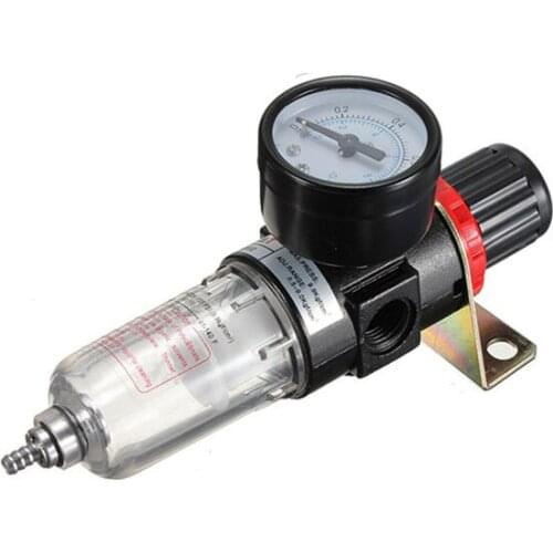 Black Pneumatic Air Source Treatment Filter Regulator w Pressure Gauge AFR-2000 Compressors