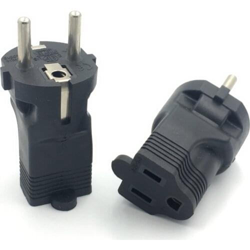 Germany France CEE 7/7 Travel Power Plug Adapter (Type C) USA NEMA 5-15R Receptacle To EU Schuko Power Converter 16A 250V Indust
