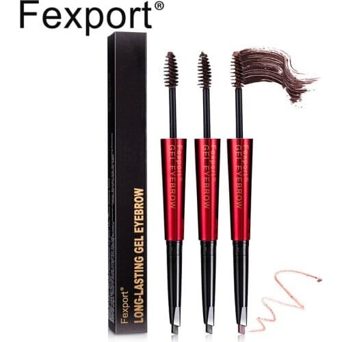 Fexport Double Headed Eyebrow Pencil mei gao Waterproof Not Smudge Not Makeup Removing Easy to Color Three-Color Selectable
