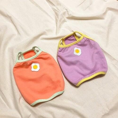 Orange Flower Dog T-shirt Summer Thin Pet Clothes Teddy Sling Breathable Puppy Clothes Cats and Dogs Universal Two-legged Clothe