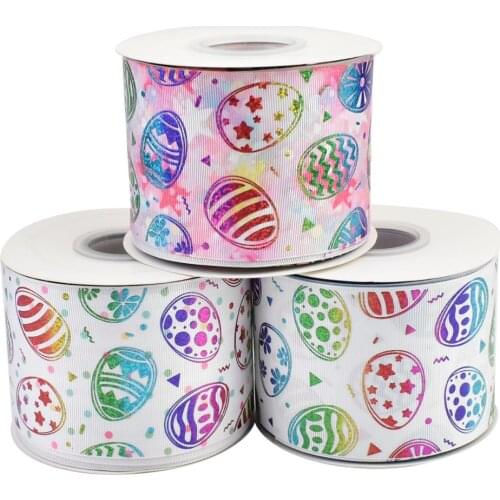HSDRibbon 75mm 3inch hsd-design custom The Easter egg Pattern on Grosgrain Ribbon