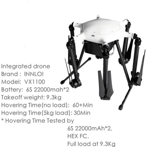 INNLOI DIY 1133mm drone 1133 Hexacopter carbon fiber Folding Integrated frame body for DJI E2000 Propulsion System 6210 Motor