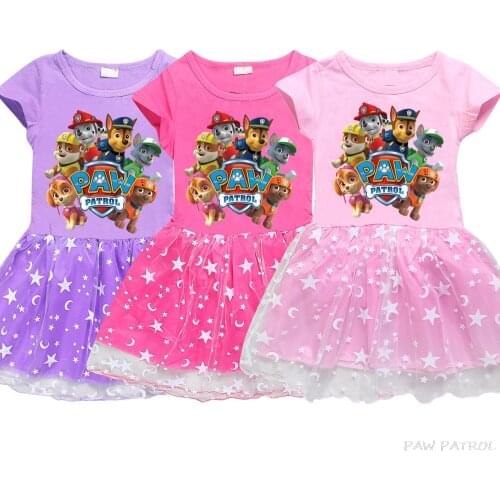 Paw Patrol Girl Cotton Dress Kids Girls Summer Dress Toddlers Short Sleeve Children Costumes Children Clothing