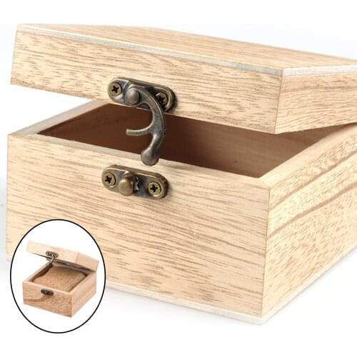 Classic Square Unpainted Wooden Watch Case Jewelry Box Organizer