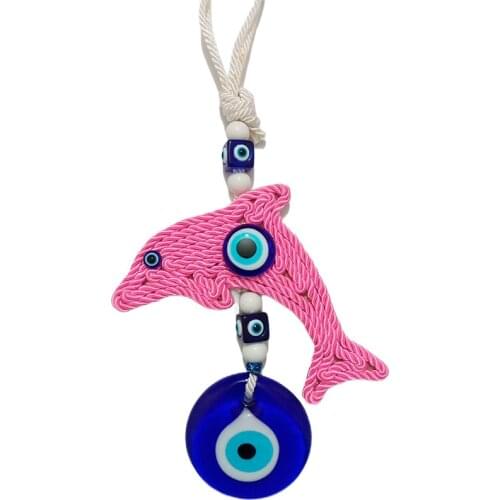 Colorful Dolphin Hand-Woven Macrame Pendant Ornament Wall Hanging Decoration Baby Door Living Room Garden Balcony Decor Evil Eye