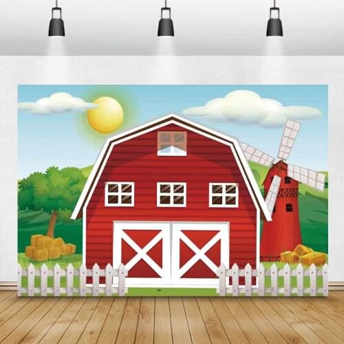 Laeacco Photography Backdrop Cartoon Rural Farm Baby Newborn Birthday Customized Banner Photography Background For Photo Studio