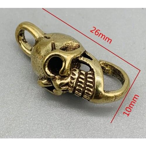 Brass Punk Skull Head Keyring Hanging Jewelry Pure Copper Motorcycle Car Key Chain Rings Pendant Metal Brass Men Keychain Gift