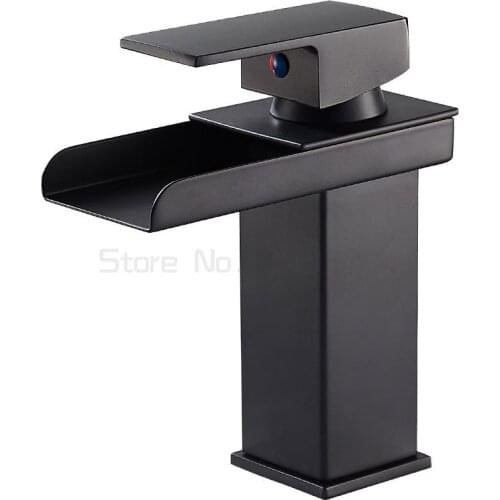 Basin Faucet Brass Waterfall Temperature Colors Change Bathroom Mixer Tap Deck Mounted Wash Sink Glass Taps