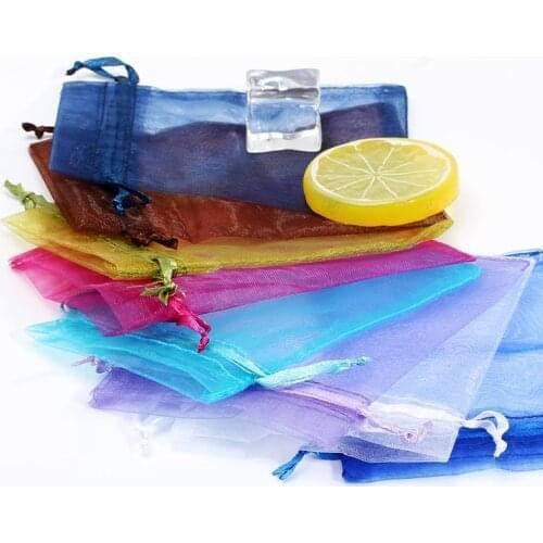 50pcs/lot Organza Jewelry Bags Pouch Organza Drawstring Bag Jewelry Packaging For Jewelry Pouches Christmas/Birthday Gift Bag