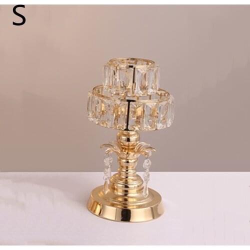 Metal Golden Candle Holders With Crystals Delicate Wedding Candelabra Centerpiece For Home Decoration Candlesticks 3 size