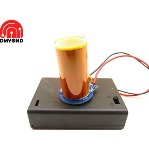 DC 4.5V Miniature Tesla Moil no Arc Type DIY Space Lighting with Three AA Battery Box Finished Product or Parts