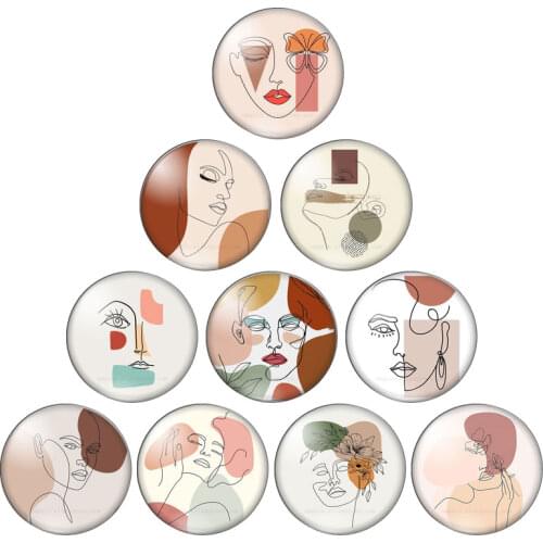 Fashion Abstract Women Face Illustration 12/14mm/18mm/20mm/25mm Round photo glass cabochon demo flat back Making findings ZB0543