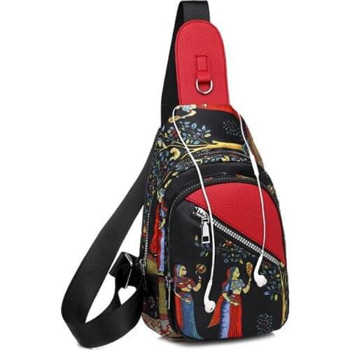 2019 New waist bag Fashion Neutral Outdoor Zipper Nylon Shoulder Messenger Sport USB Chest Bag Women Bag pochete feminina