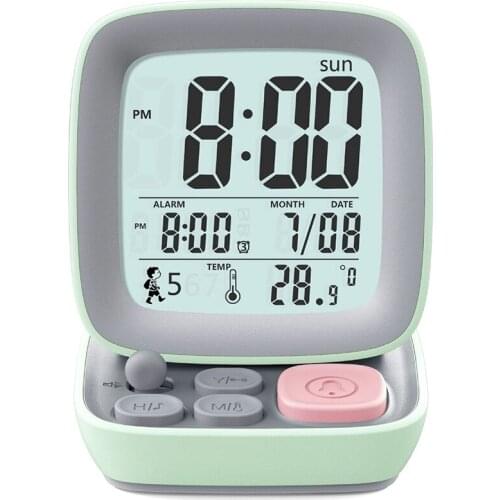 Cartoon Digital Alarm Clock Student Kids Bedside Clocks Home Retro Small Computer Clock Music Table Rechargeable