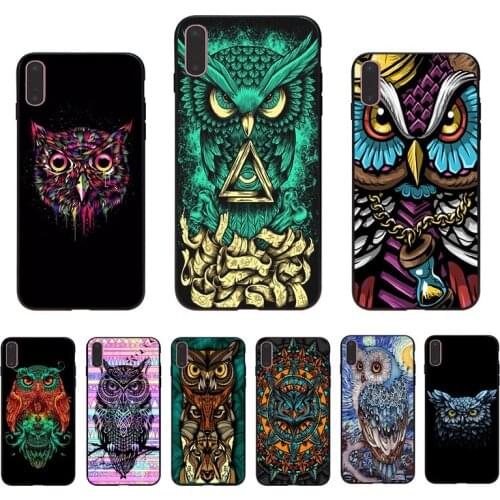 IMIDO Cool owl art design patterned soft silicone phone case for iphone X XS XR XSmax 7 8 6 5 6s/6/7/8plus 5/6S SE shell cover