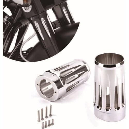 Shallow Cut Chrome Fork Boot Set Slider Cow Bells for Harley Touring Street Glide Road Glide 1984-2013