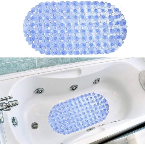 Bathroom Non-slip Floor Mat PVC Thicken Pebble Anti-skid Shower Bath Foot Pad Transparent Non-slip Mat with Suction Cup