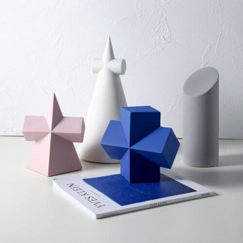 Nordic Simple Geometry Ornaments Study Living Room Office Decor Home Decoration Accessories Modern Art Ceramic Crafts Sculpture