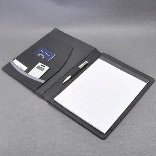 Canvas cloth A4 business conference file folder for signature documents with refill papers combinated stitched cover black 1265B
