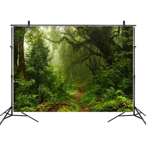 Landscape Backdrop Green Beautiful Forest Scenery Party Photography Background Holiday Celebration Photo Booth Studio Decor